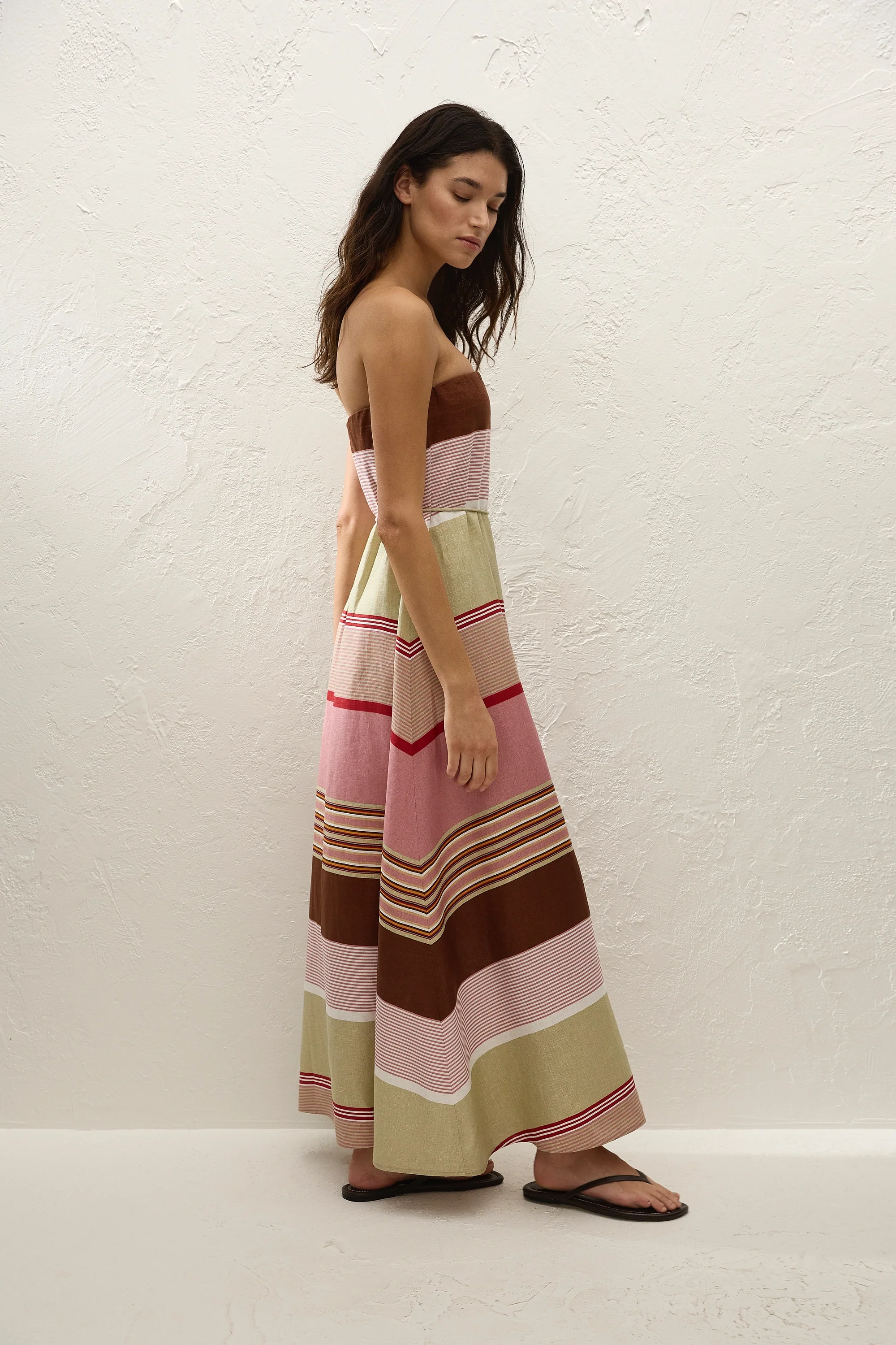 Yolina Maxi Dress Barragan Stripe Dusty Mauve - Final Sale