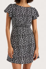 Valras Mini Dress Amaryllis Floral Black - Final Sale