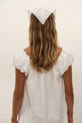 Clementina Head Scarf Handkerchief Broderie White
