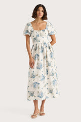 Dalia Midi Dress Cecile Floral Pale Blue - Final Sale