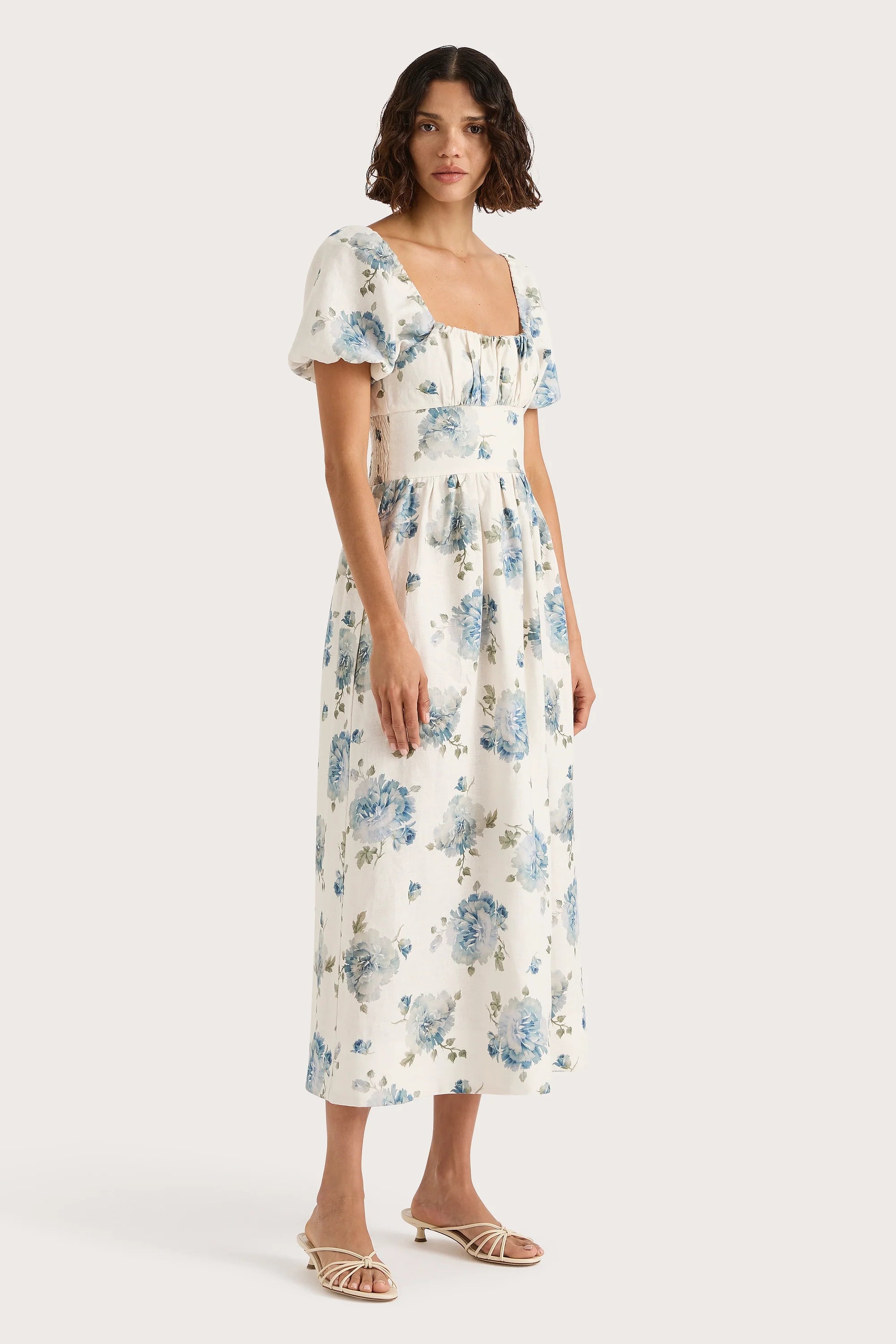 Dalia Midi Dress Cecile Floral Pale Blue - Final Sale