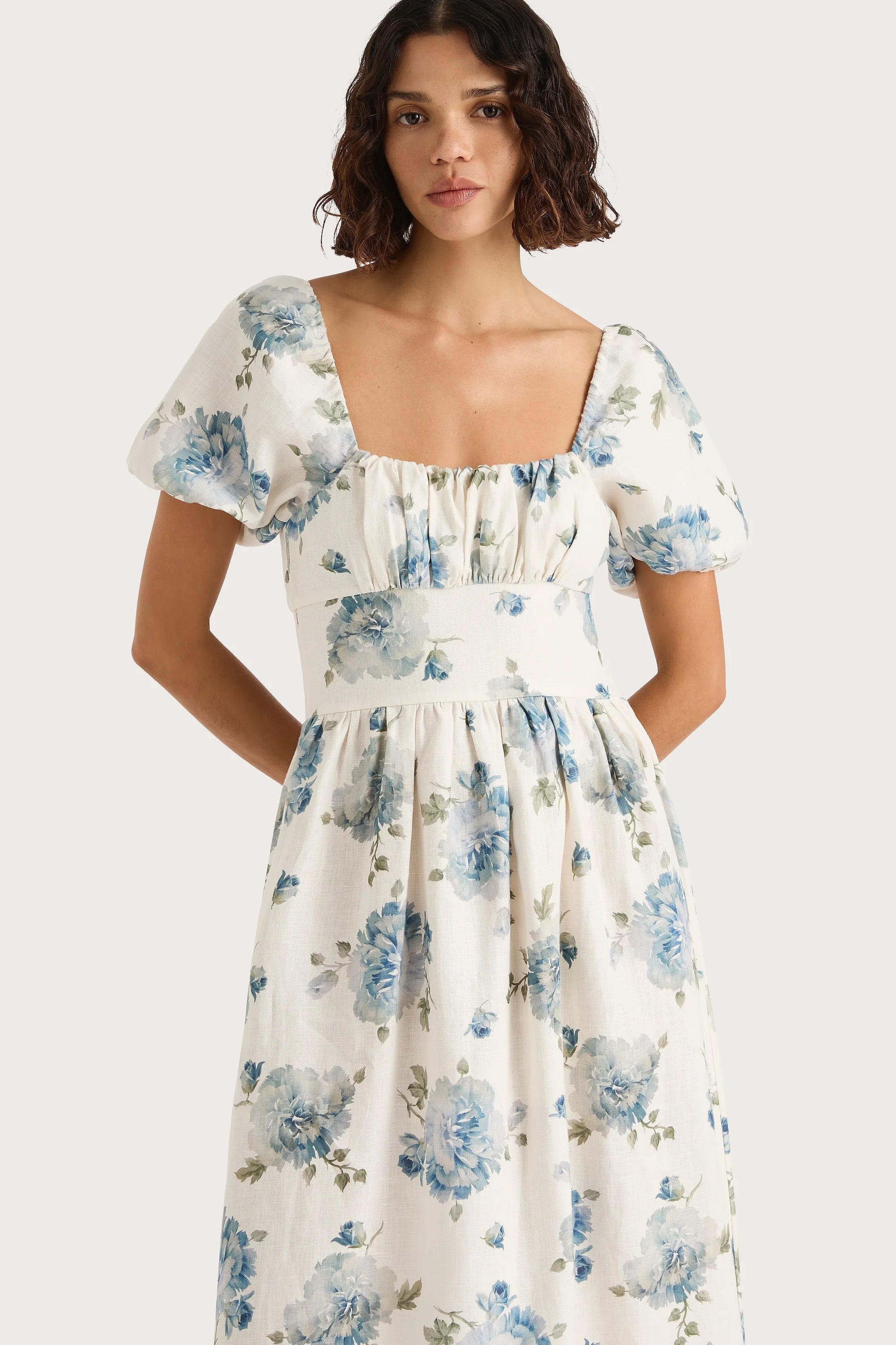 Dalia Midi Dress Cecile Floral Pale Blue - Final Sale