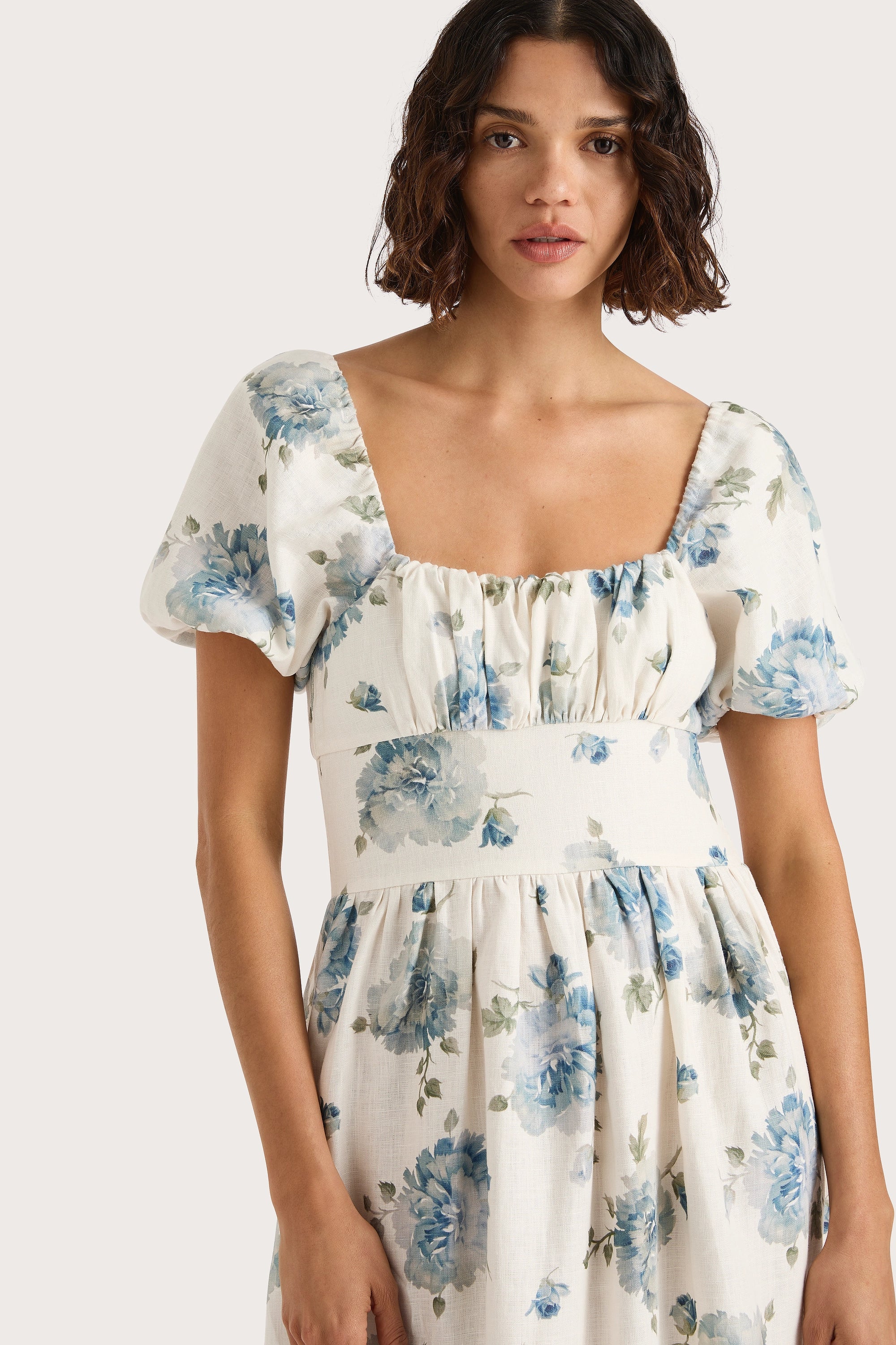 Dalia Midi Dress Cecile Floral Pale Blue - Final Sale