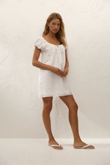 Serafina Mini Dress Handkerchief Broderie White