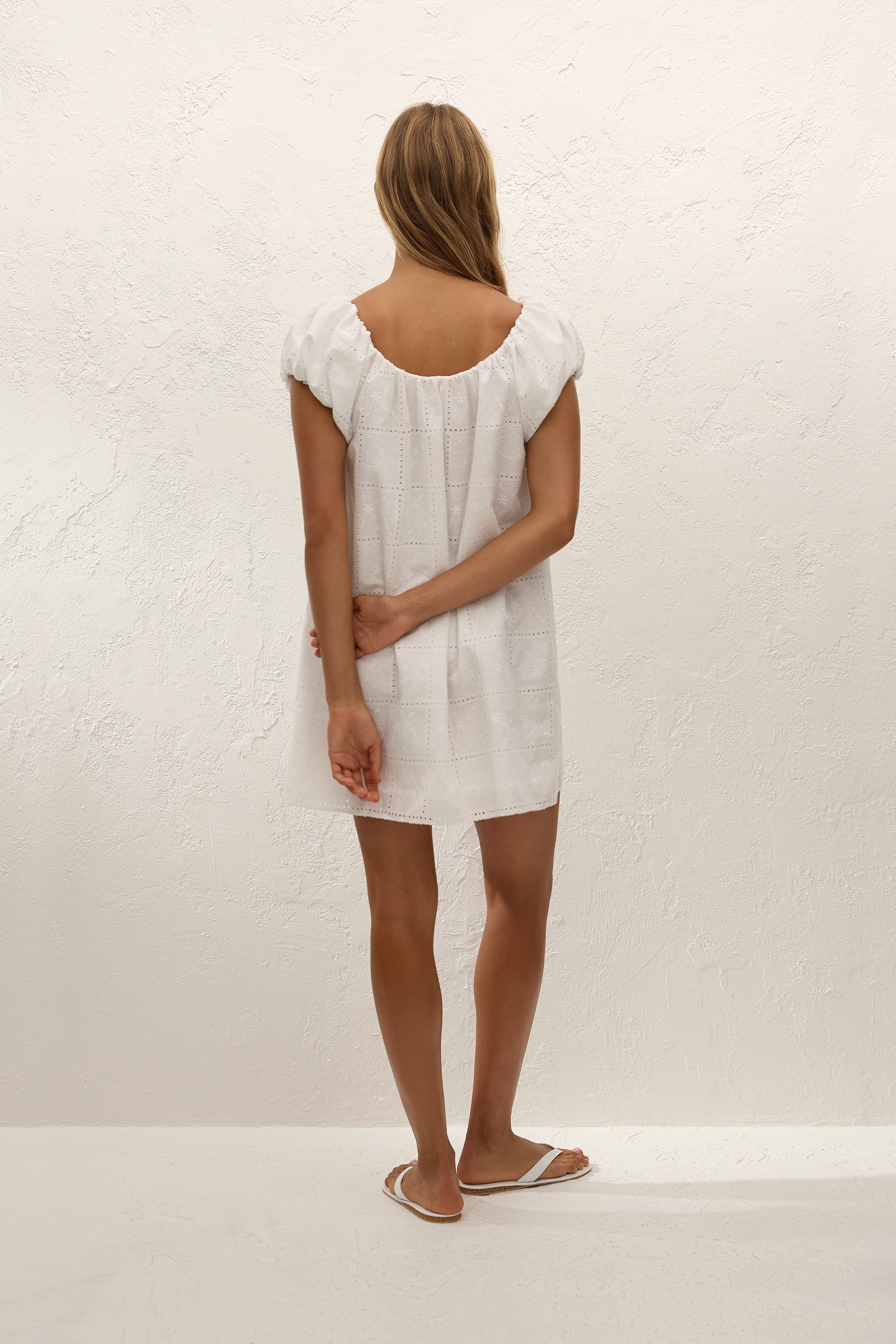 Serafina Mini Dress Handkerchief Broderie White