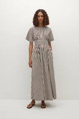 Oda Maxi Dress Norway Stripe Espresso - Final Sale