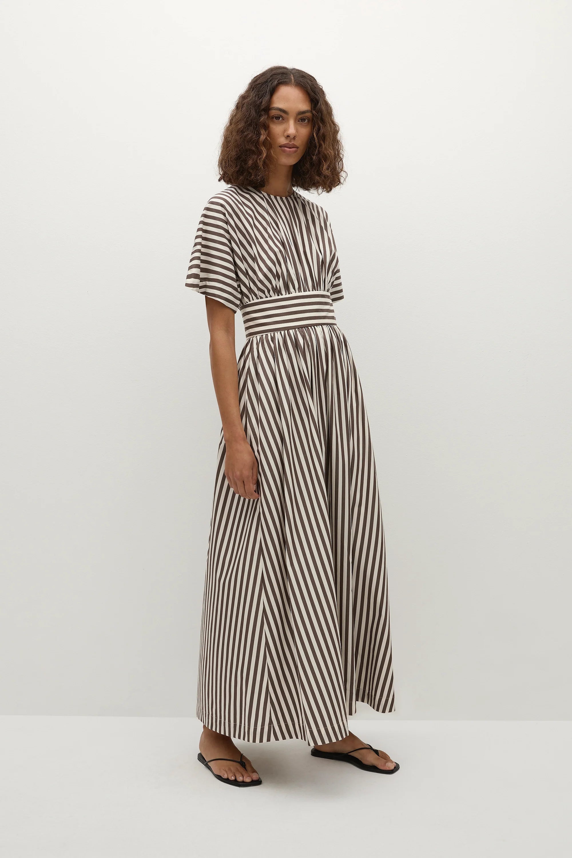 Oda Maxi Dress Norway Stripe Espresso - Final Sale