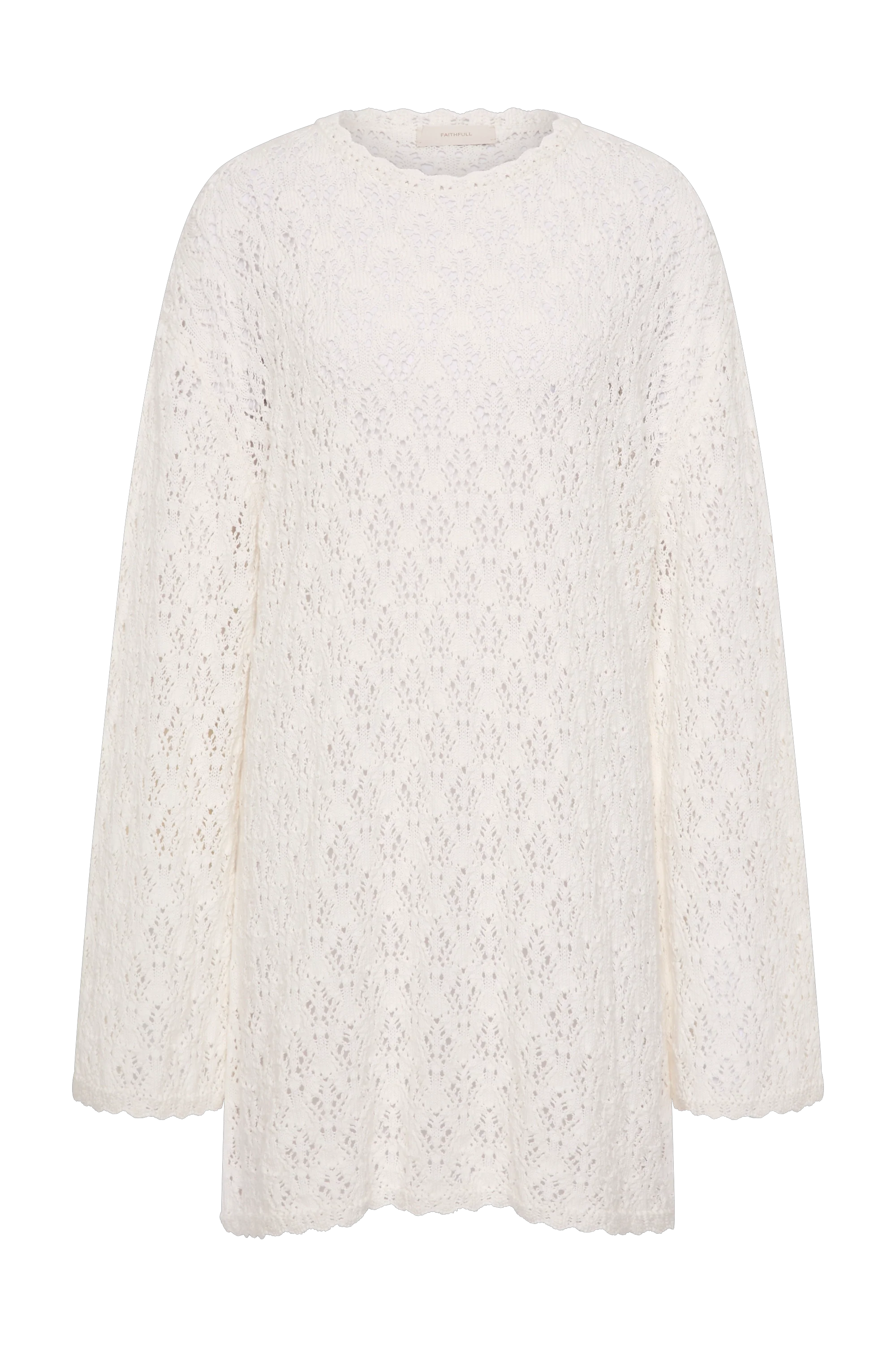 Romina Mini Dress Pointelle Knit Vintage White - Final Sale