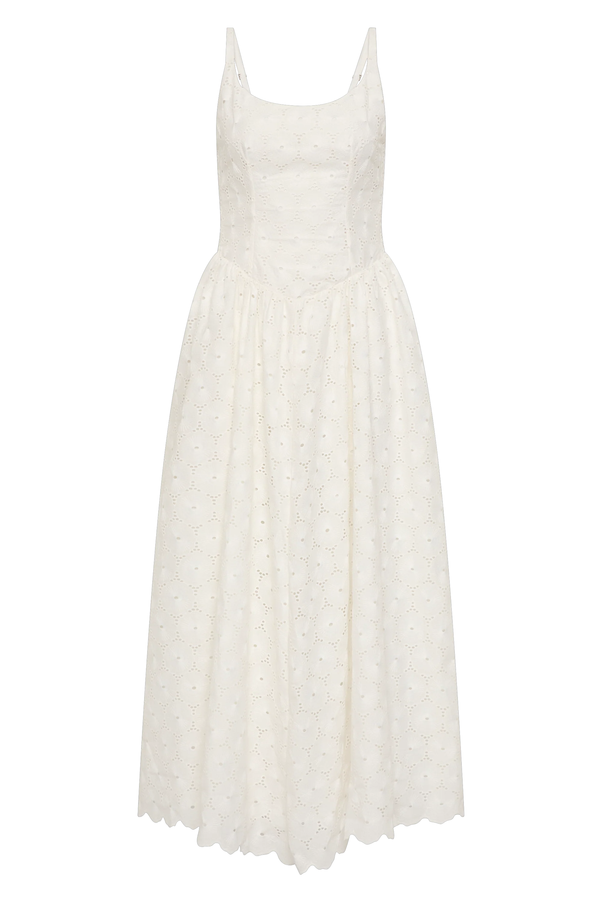 Milana Midi Dress Dolce Broderie White