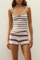 Citara Halter Top Vintage Breton Stripe Micro
