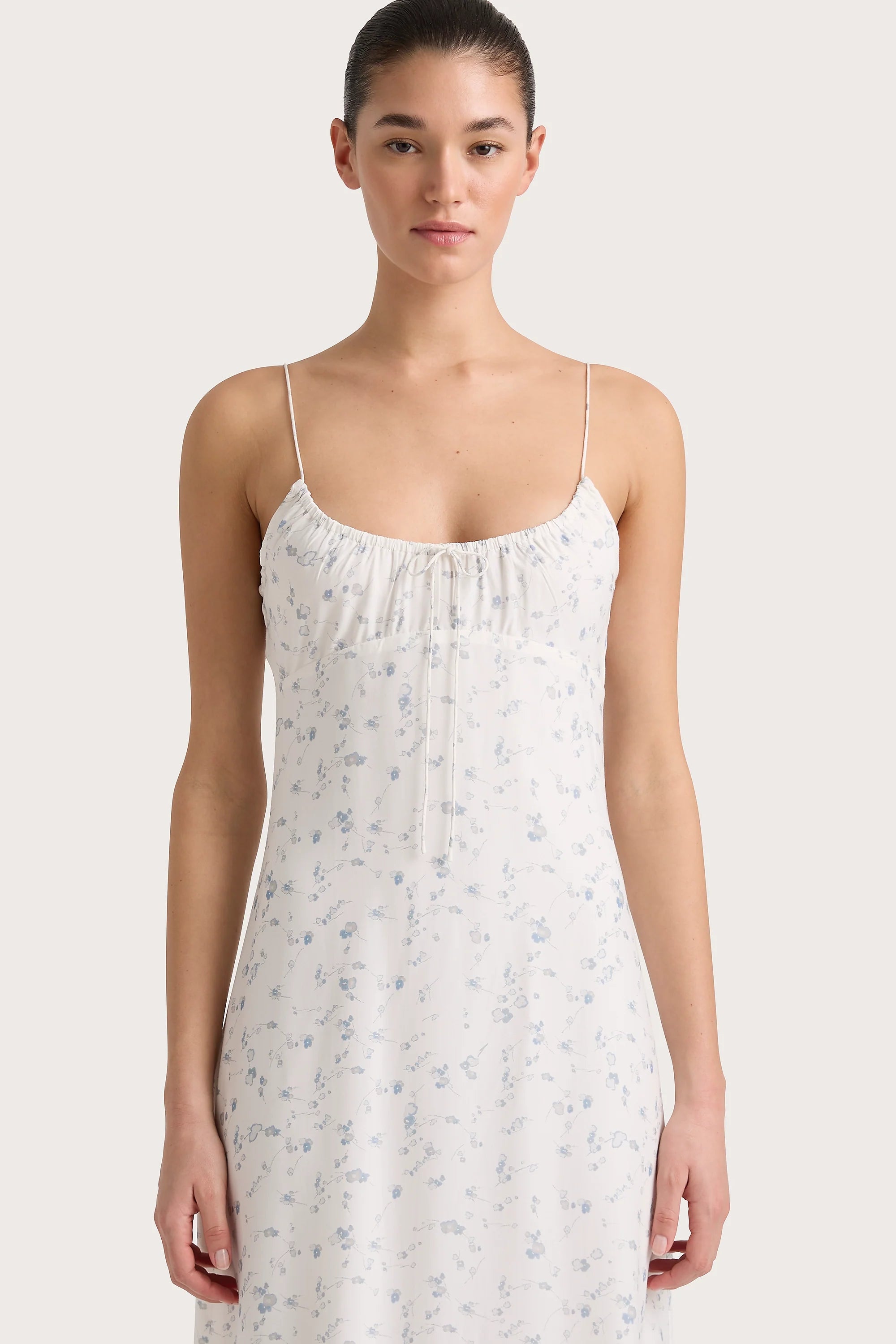 Pau Dress Blossom Egg Shell Powder Blue - Final Sale