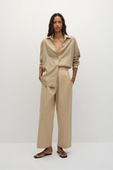 En Vau Oversized Shirt Pinstripe Fawn White - Final Sale