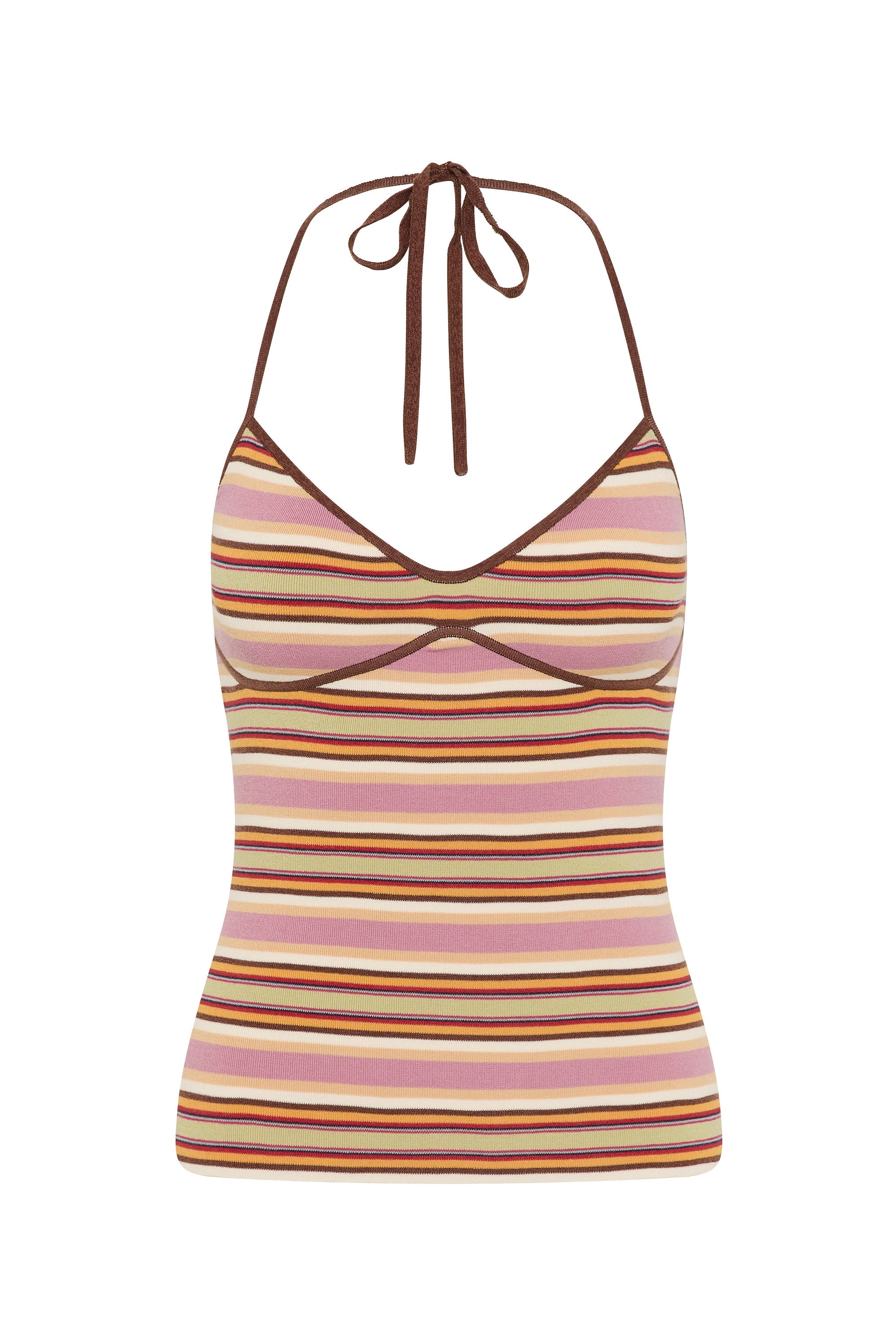 Citara Halter Top Luis Stripe Dusty Mauve - Final Sale