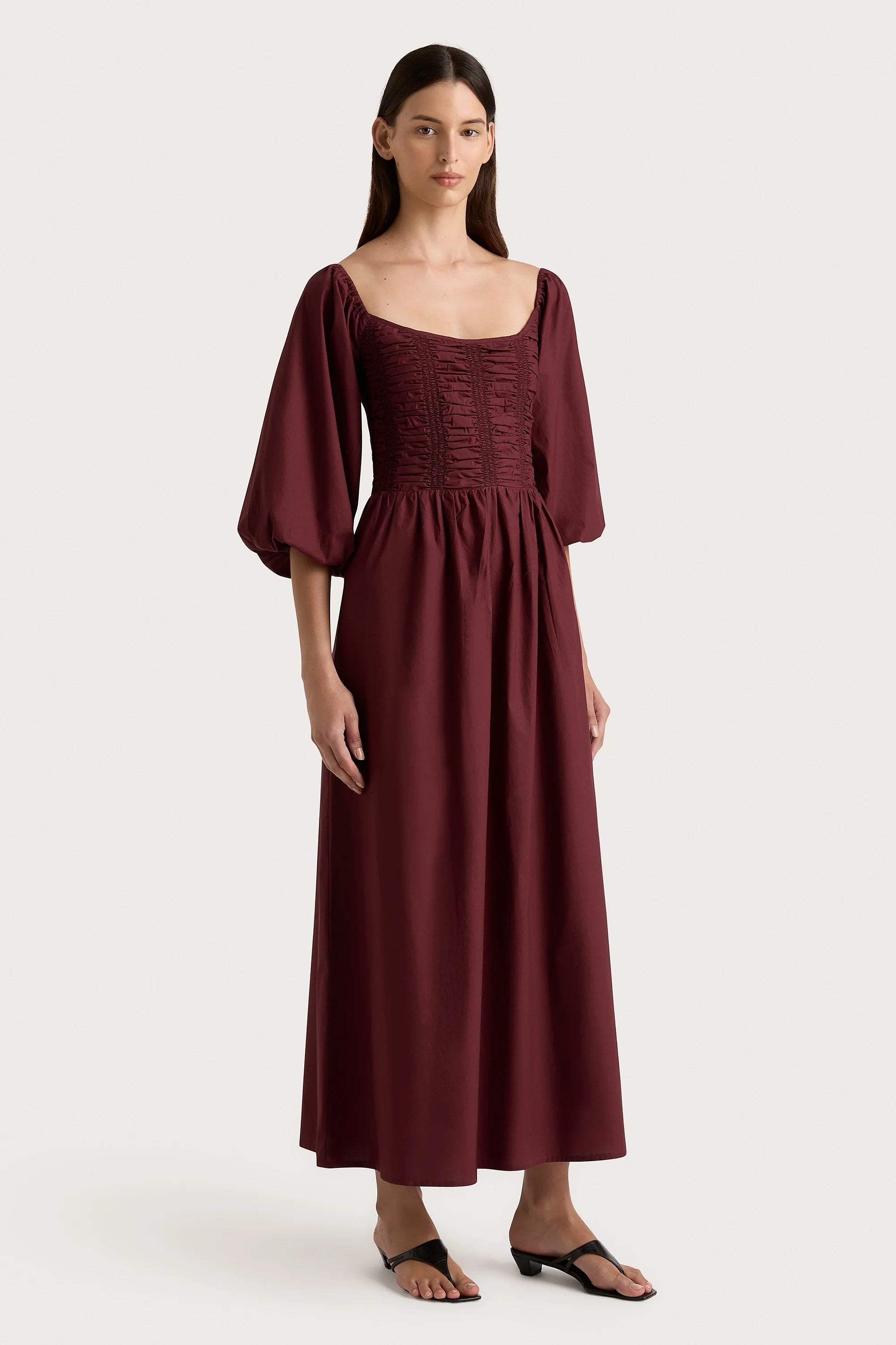 Alma Midi Dress Bordeaux - Final Sale