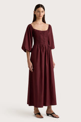 Alma Midi Dress Bordeaux - Final Sale