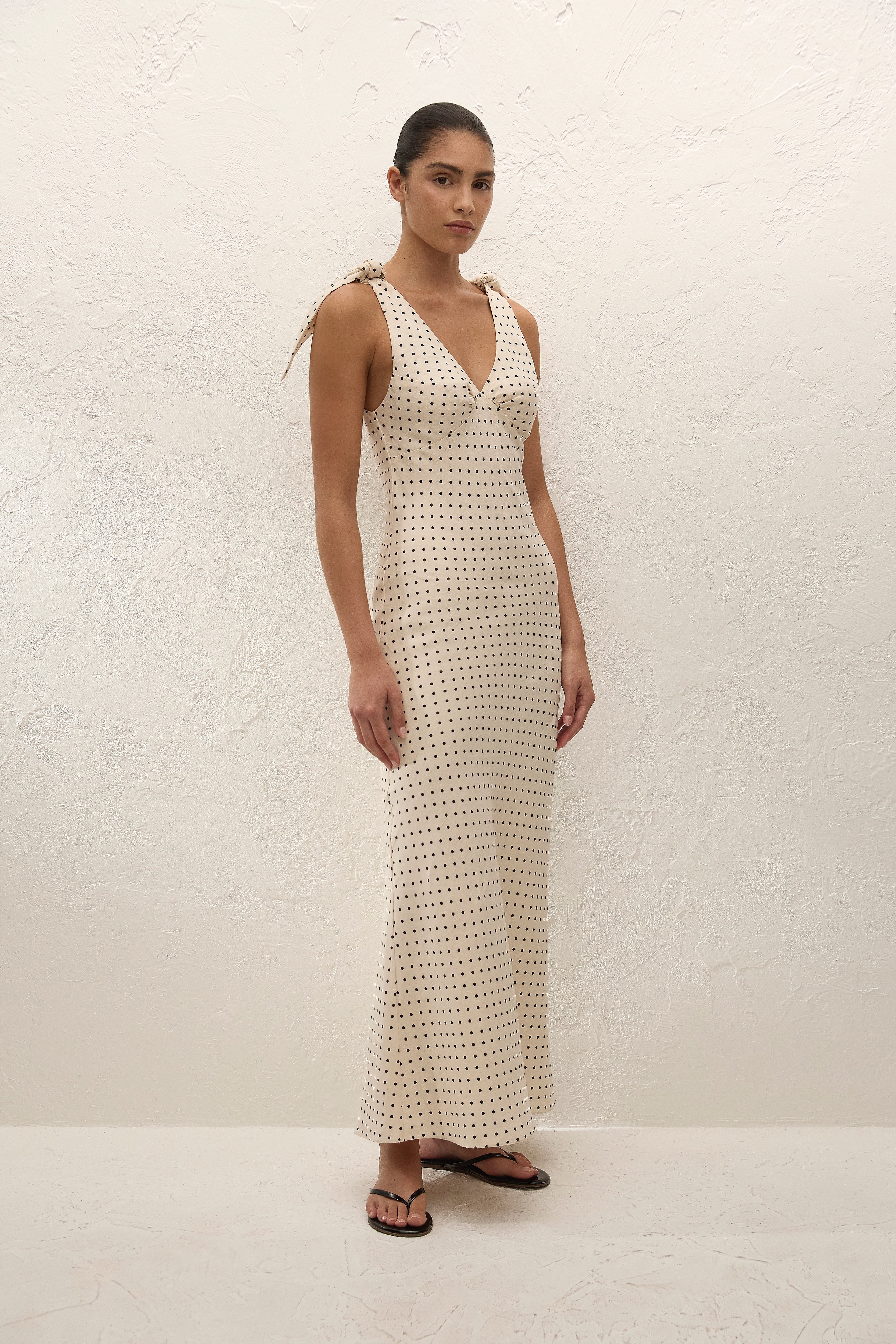 Solana Maxi Dress Lola Polka Dot Cream Black
