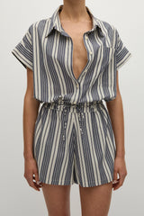 Cyrene Playsuit Antique Navy Stripe - Final Sale
