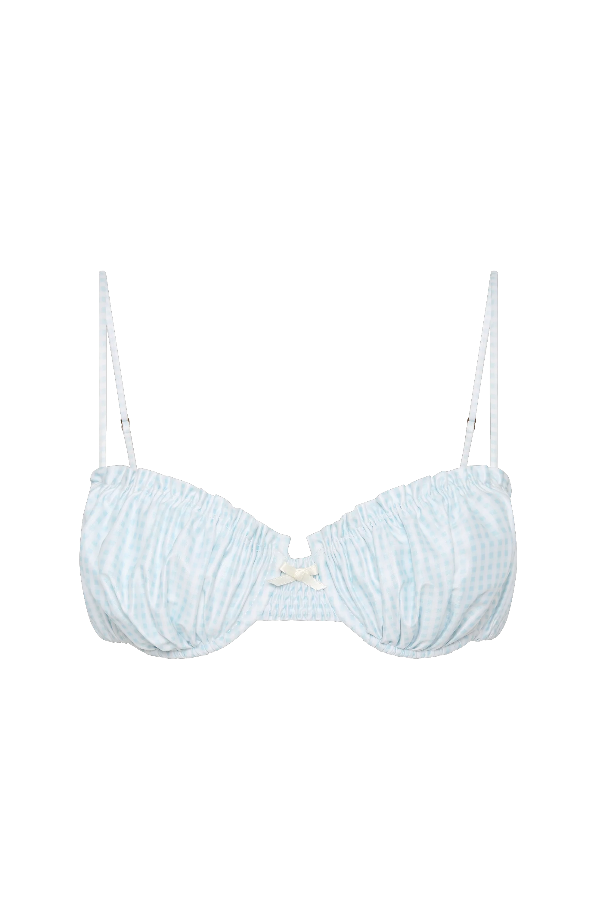 Moana Bikini Top Gingham Sky Blue