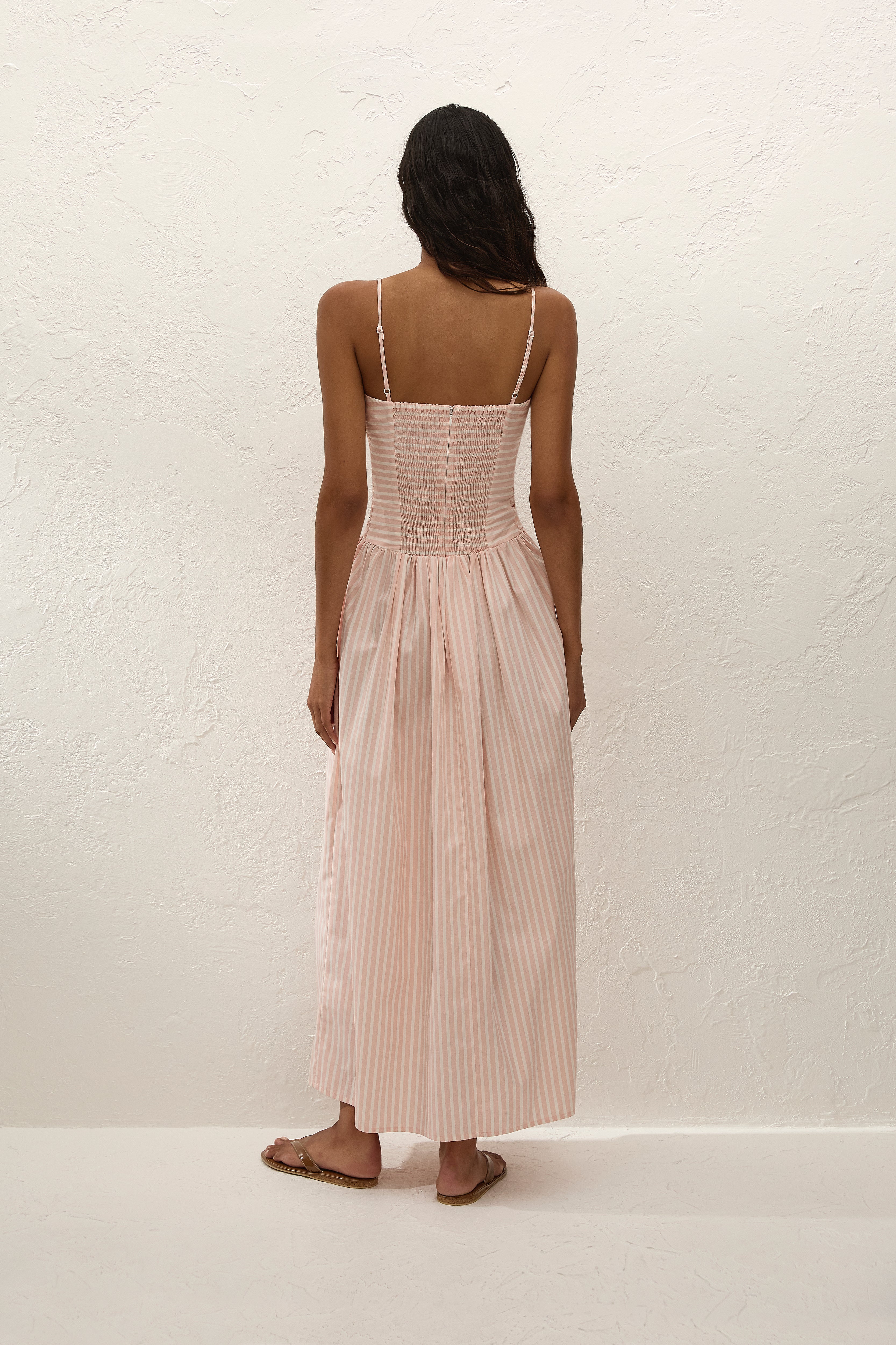 Portlligat Maxi Dress Carmen Stripe Peony White
