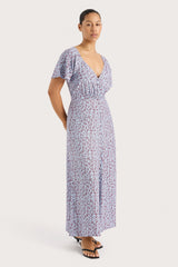 Aurelia Midi Dress Amaryllis Floral Blue - Final Sale
