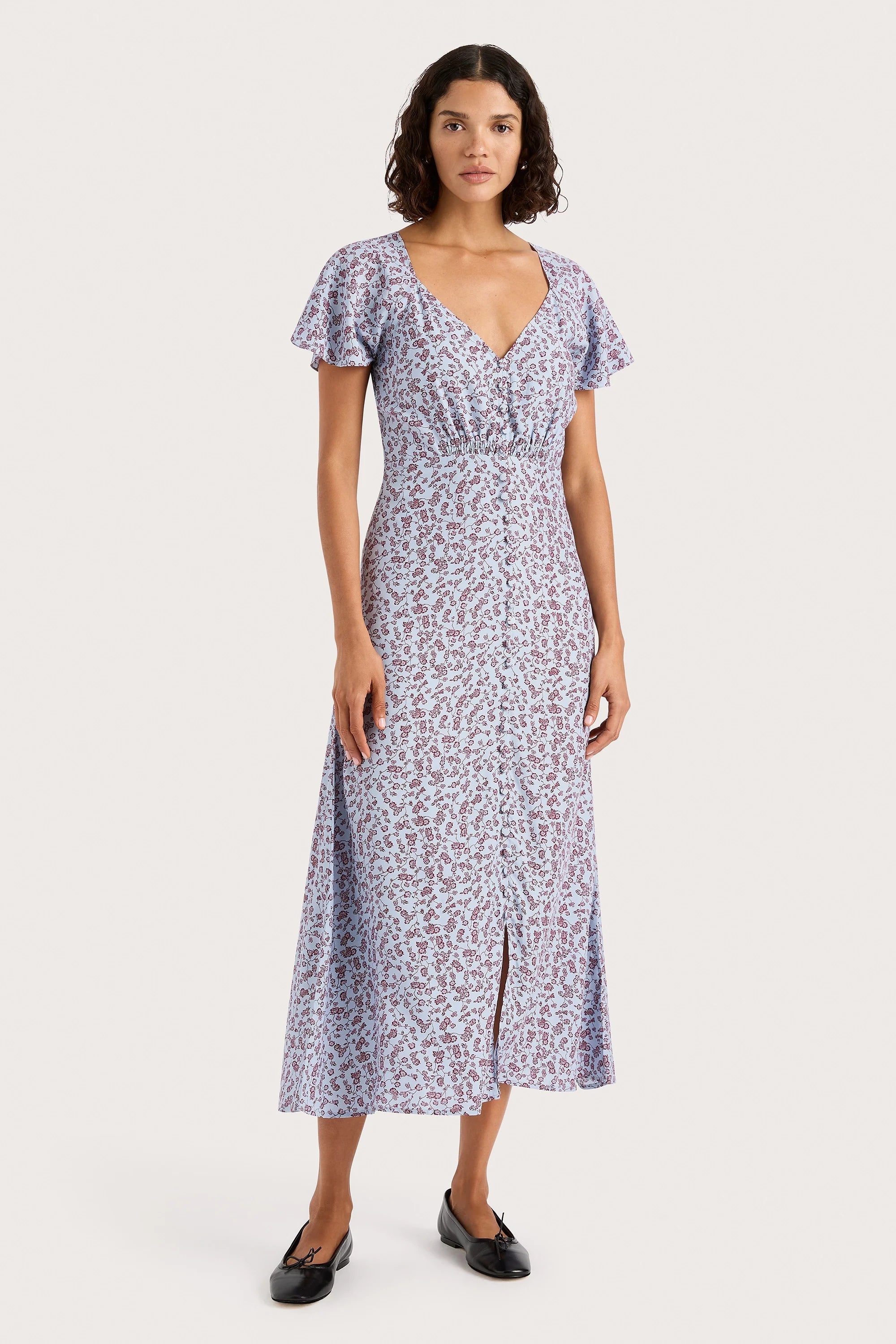 Aurelia Midi Dress Amaryllis Floral Blue - Final Sale
