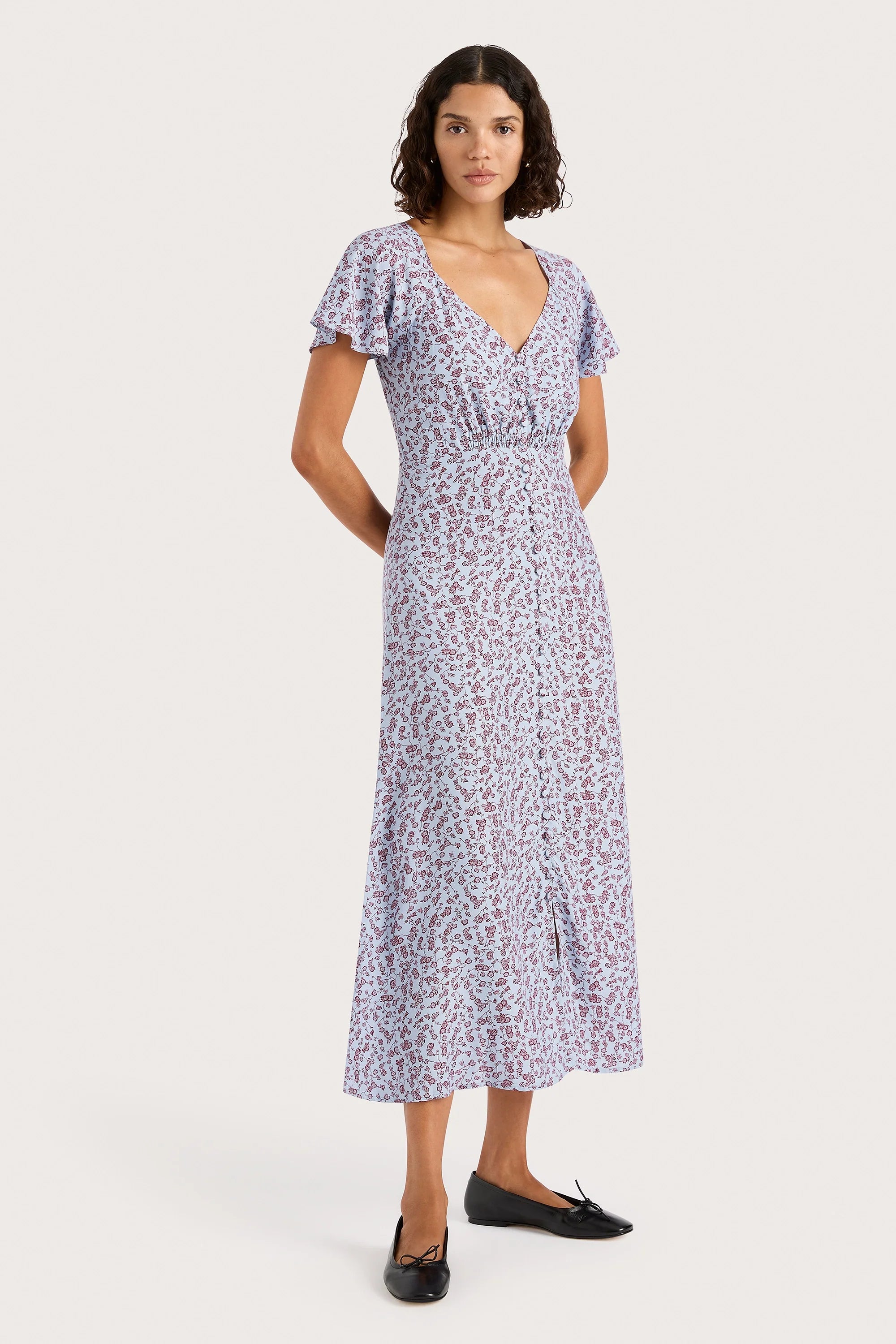 Aurelia Midi Dress Amaryllis Floral Blue - Final Sale