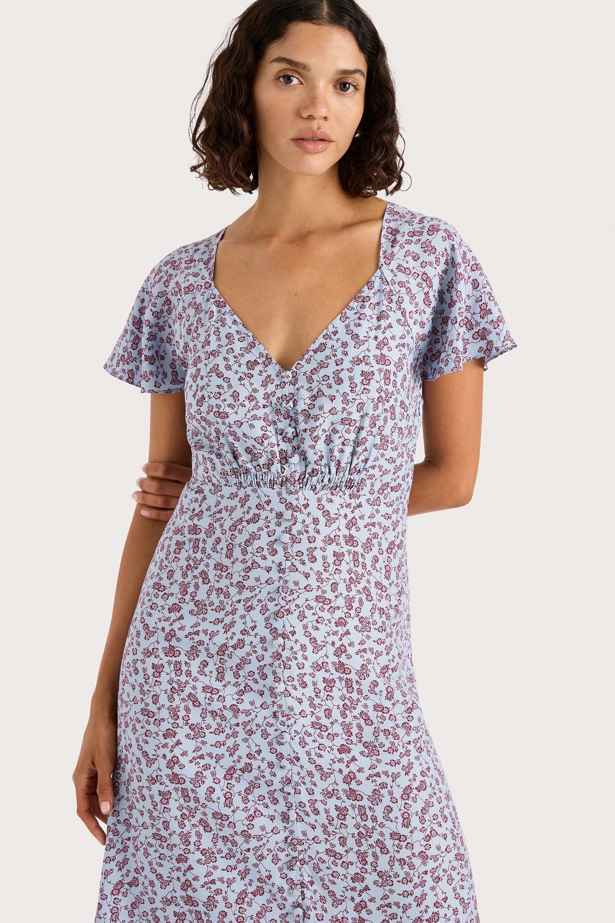 Aurelia Midi Dress Amaryllis Floral Blue - Final Sale