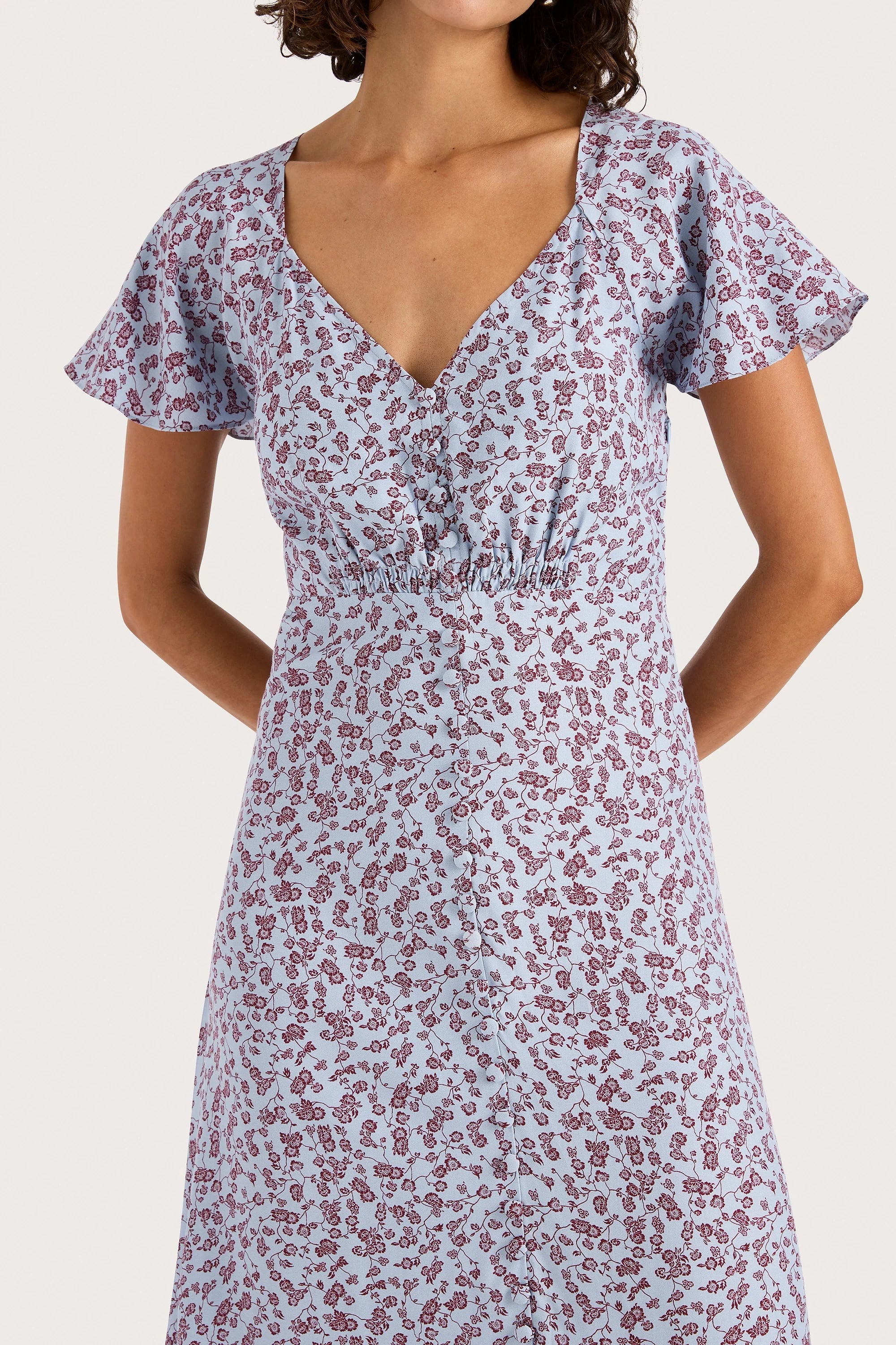 Aurelia Midi Dress Amaryllis Floral Blue - Final Sale