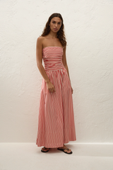 Vera Maxi Dress Orozco Stripe Dusty Tomato - Final Sale