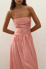 Vera Maxi Dress Orozco Stripe Dusty Tomato - Final Sale