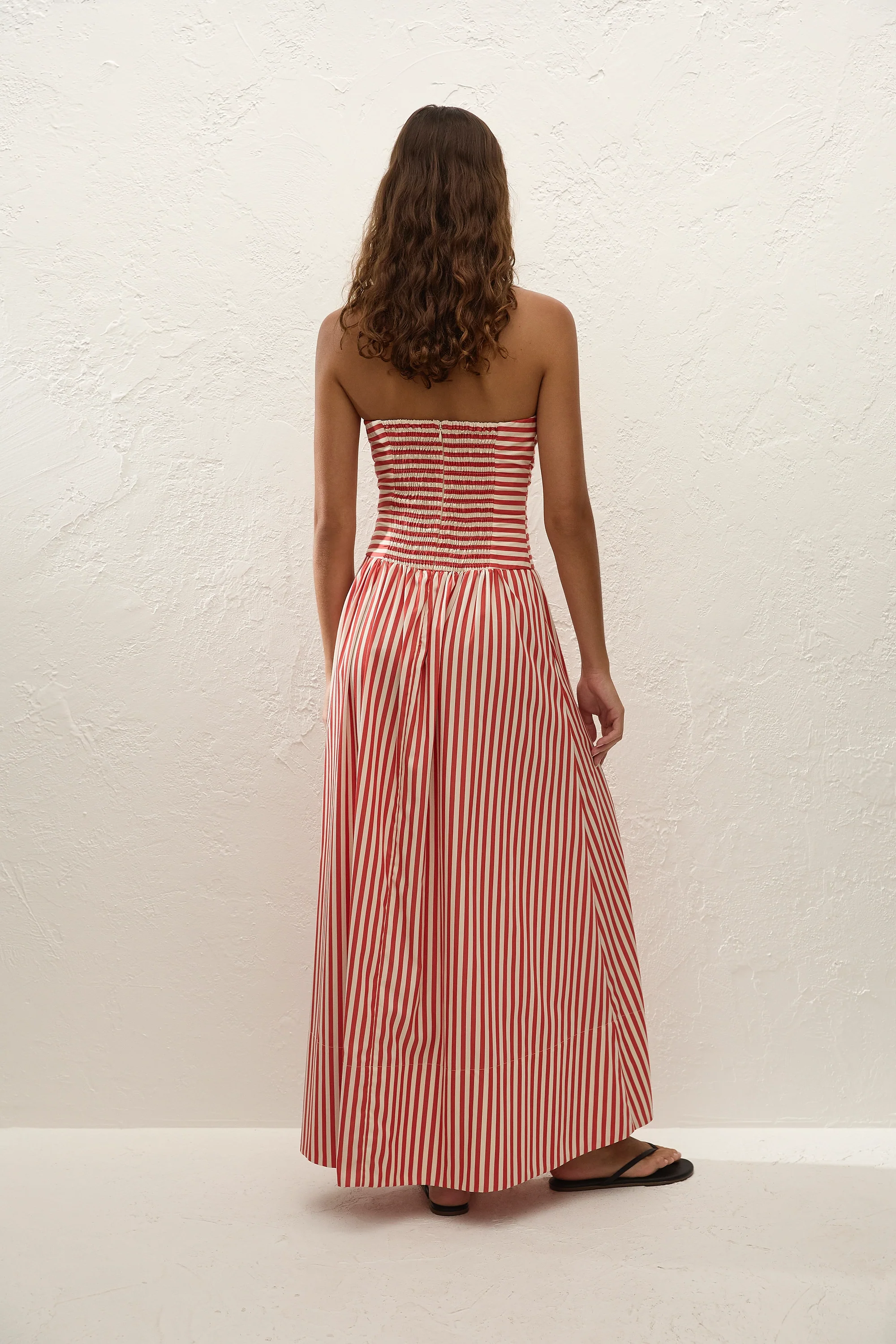 Vera Maxi Dress Orozco Stripe Dusty Tomato - Final Sale