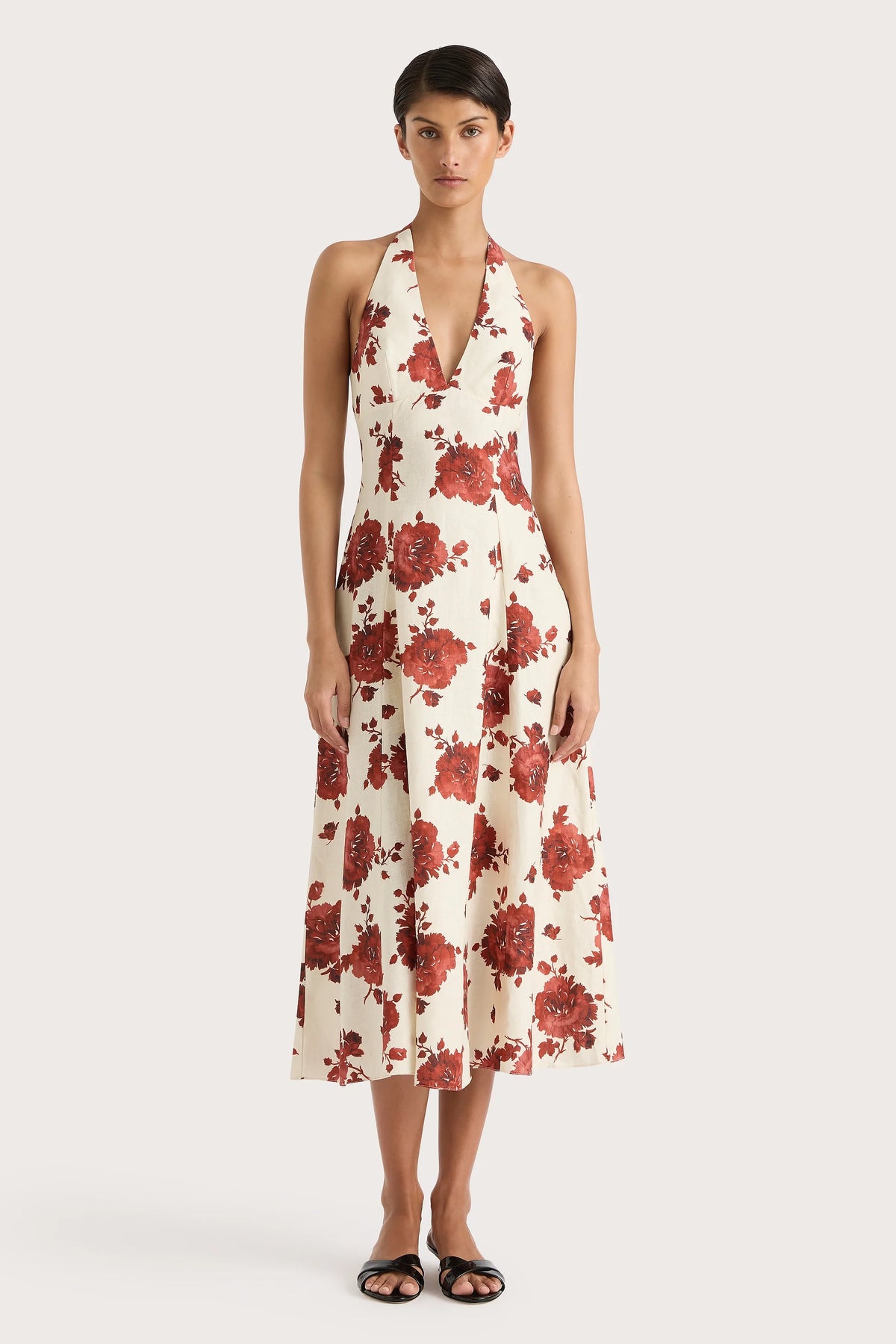 Marais Midi Dress Cecile Floral Garnet - Final Sale