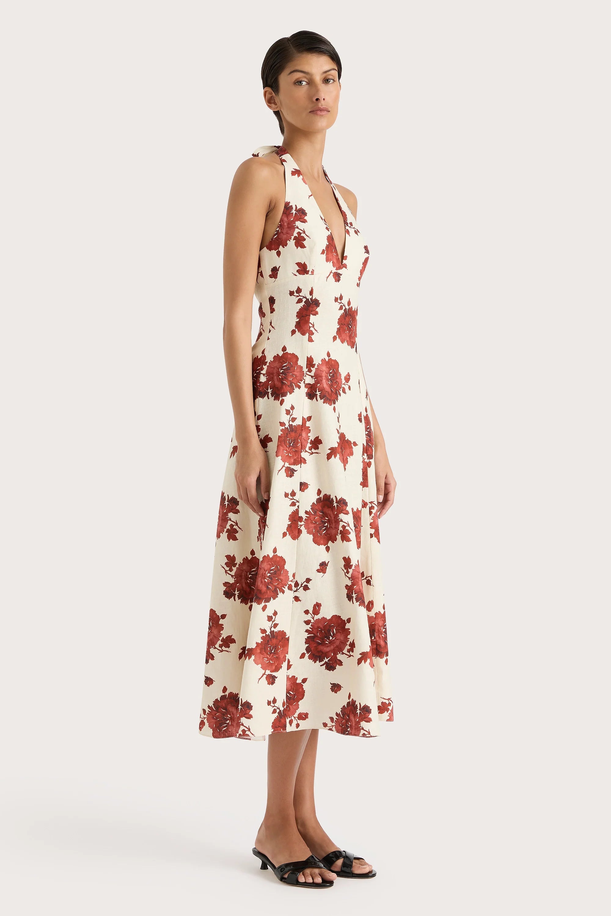 Marais Midi Dress Cecile Floral Garnet - Final Sale