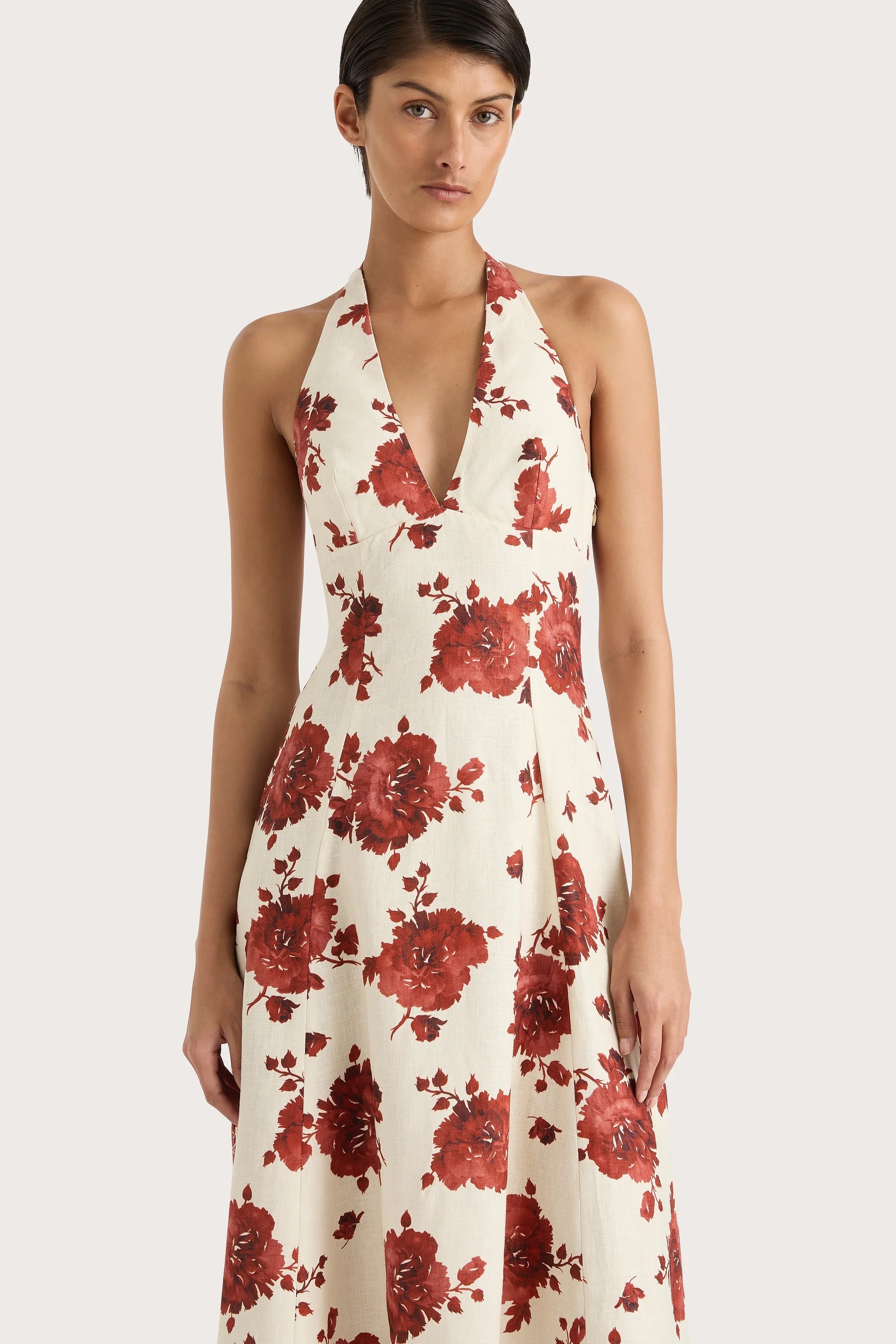 Marais Midi Dress Cecile Floral Garnet - Final Sale