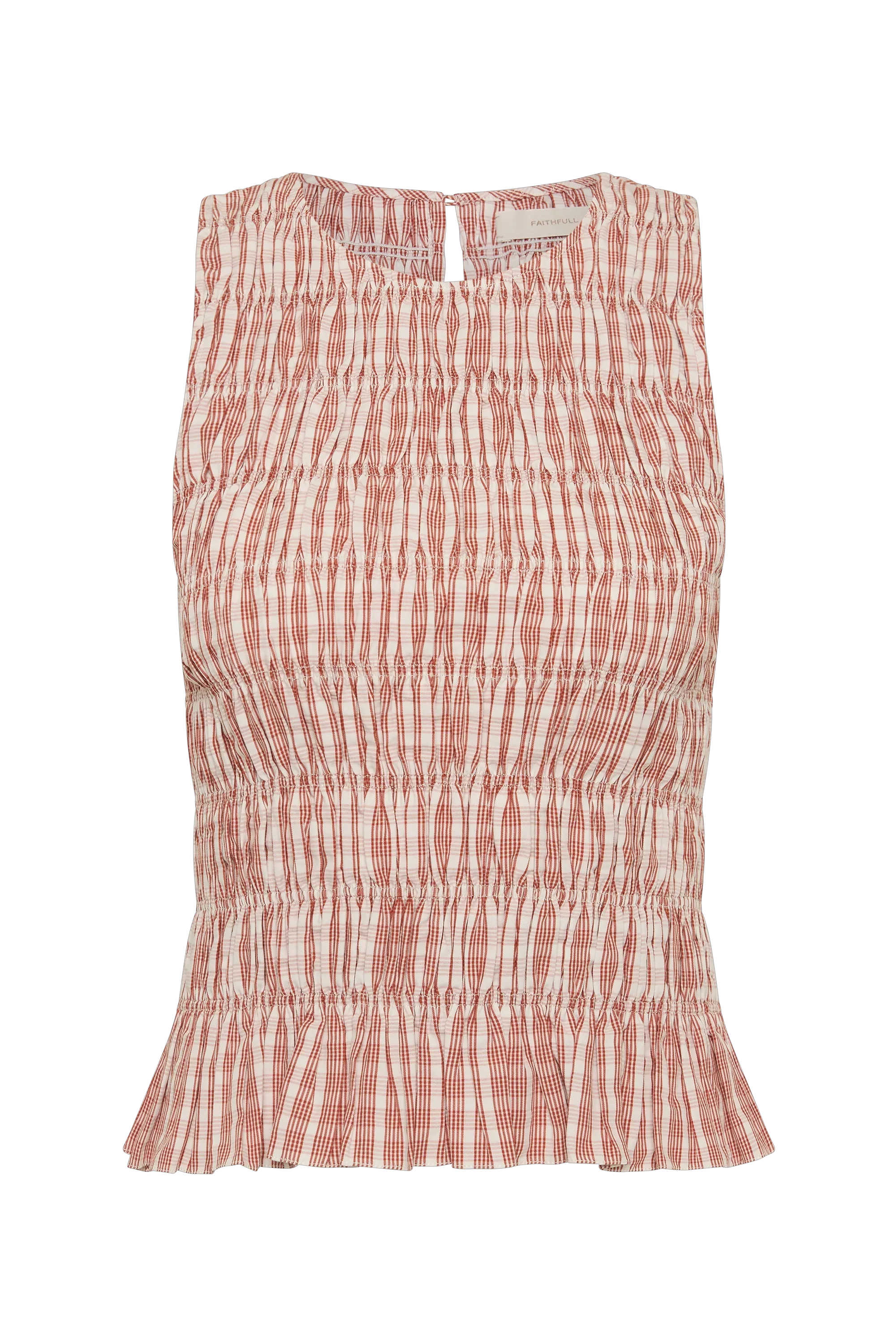 Cales Top Paloma Check Cinnamon White