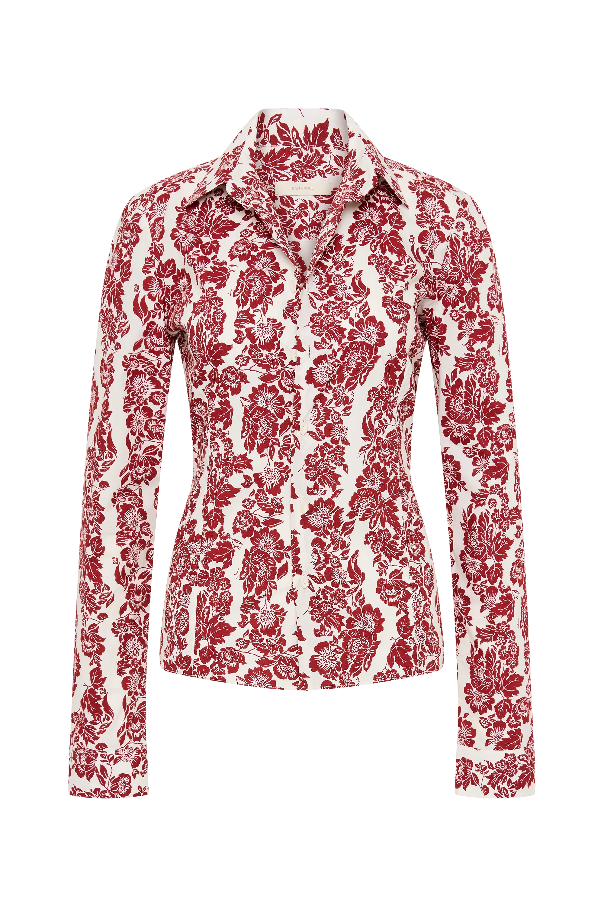 Estelle Fitted Shirt Striped Floral Wine - Final Sale