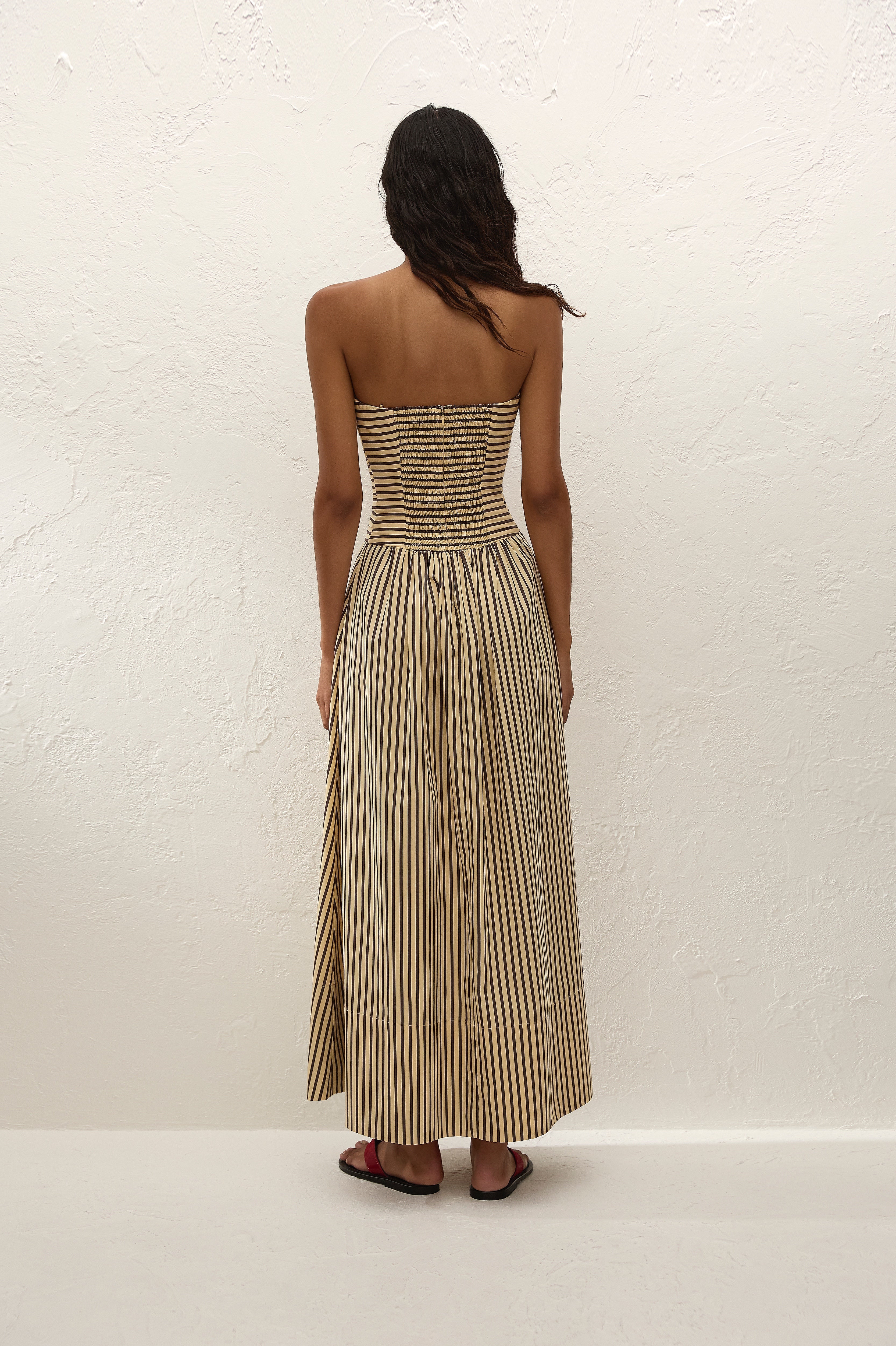 Vera Maxi Dress Carmen Stripe Sand Cedar