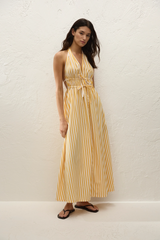 Ermita Midi Dress Orozco Stripe Mustard - Final Sale