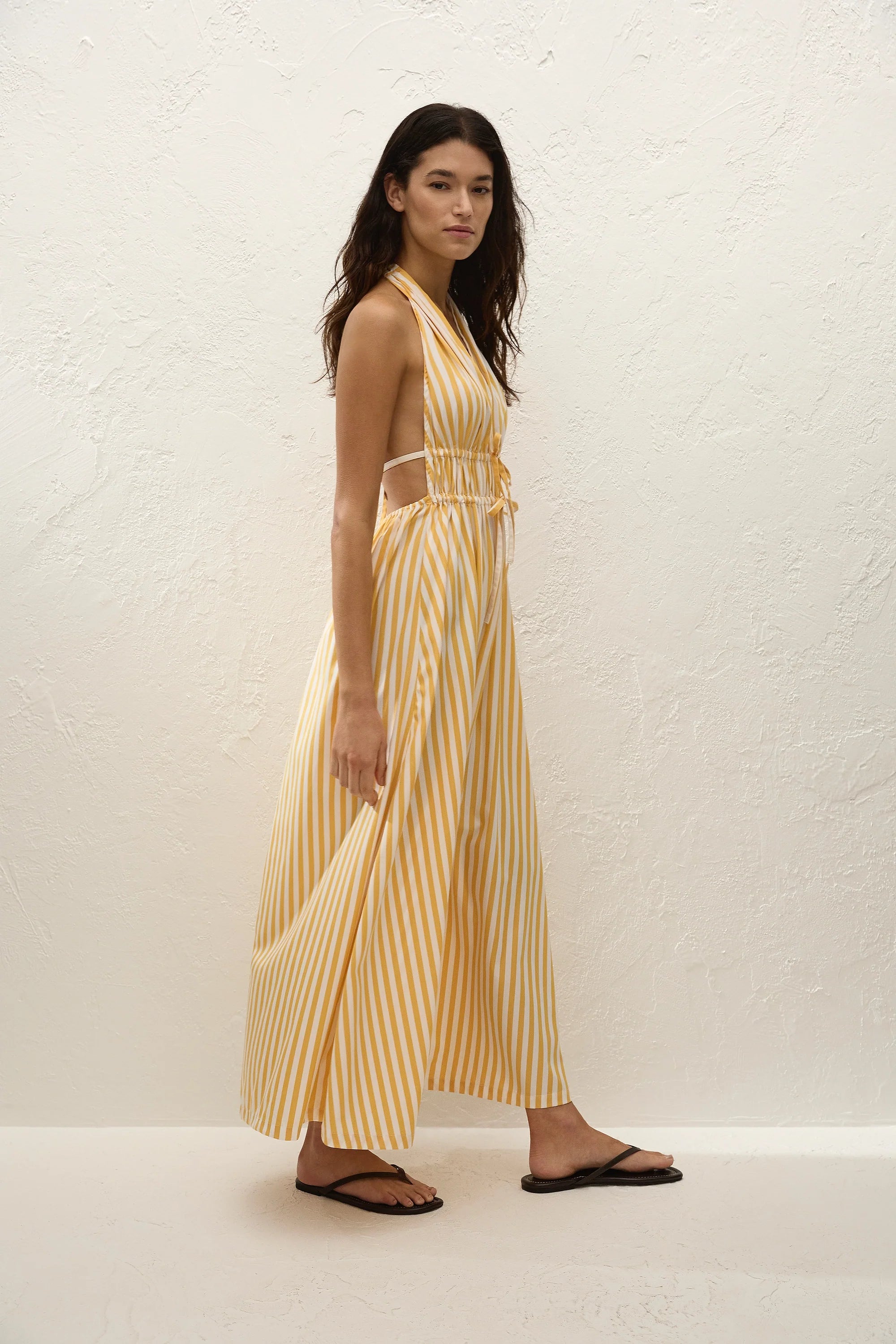 Ermita Midi Dress Orozco Stripe Mustard - Final Sale