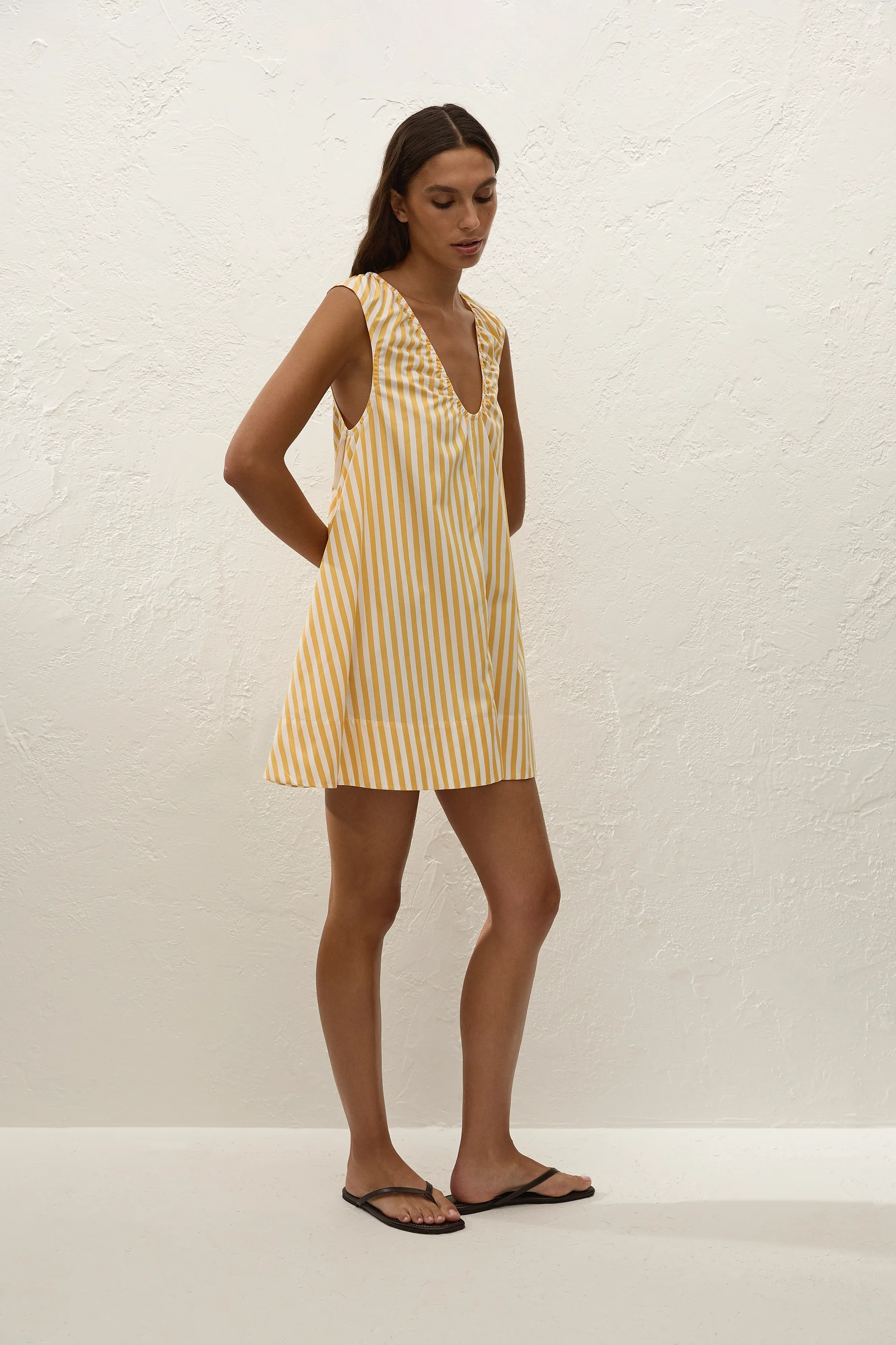 Pedrera Mini Dress Orozco Stripe Mustard - Final Sale