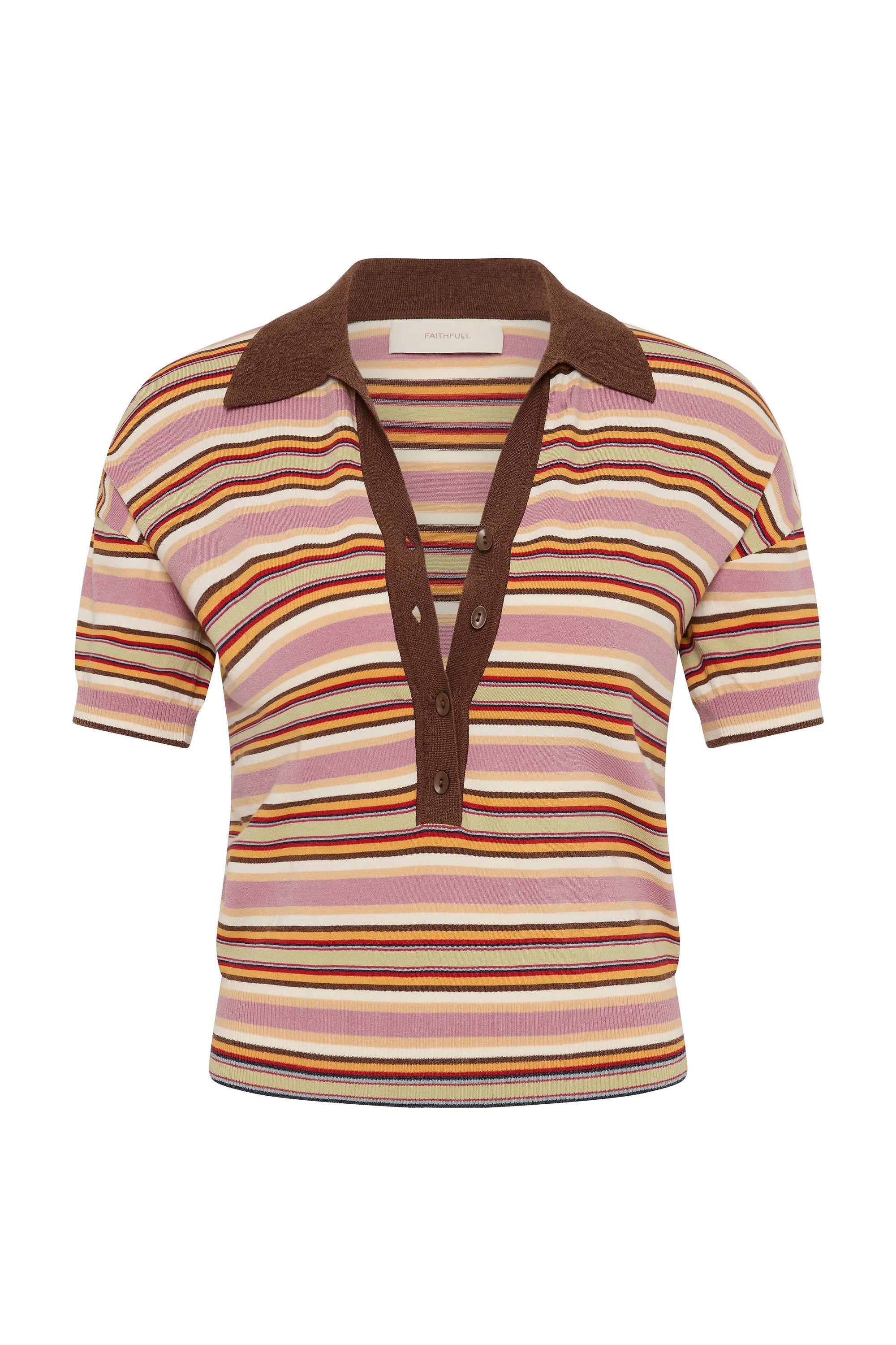 Sable Polo Shirt Luis Stripe Dusty Mauve