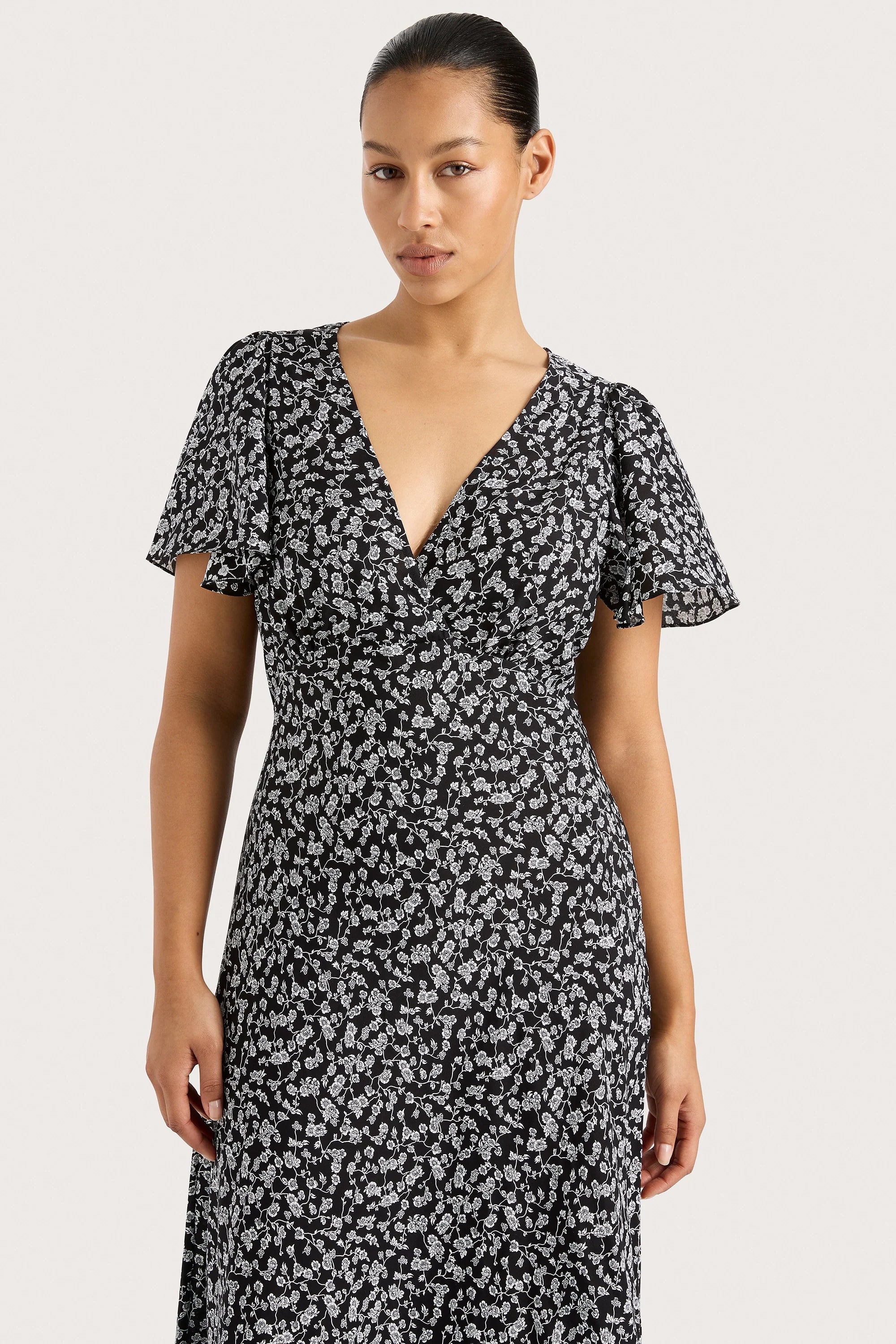 Boda Midi Dress Amaryllis Floral Black - Final Sale