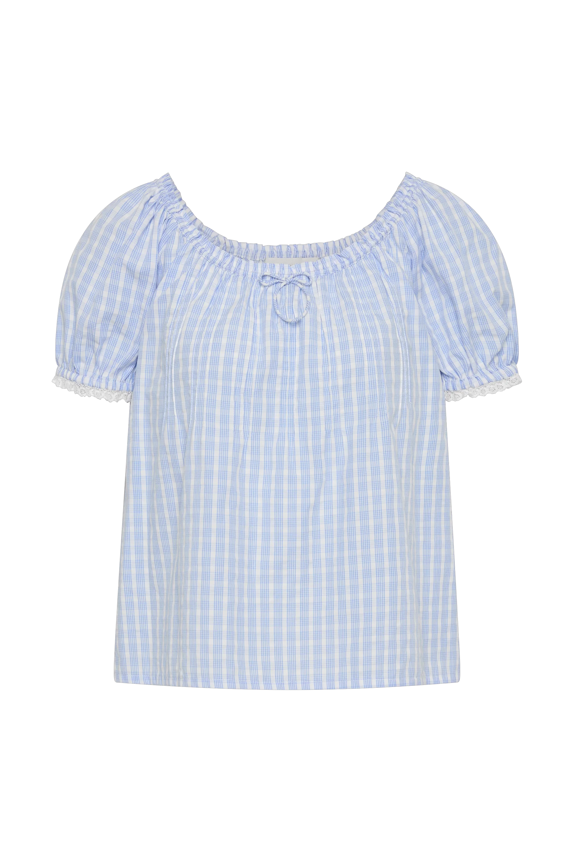 Lonny Top Paloma Check Light Blue White