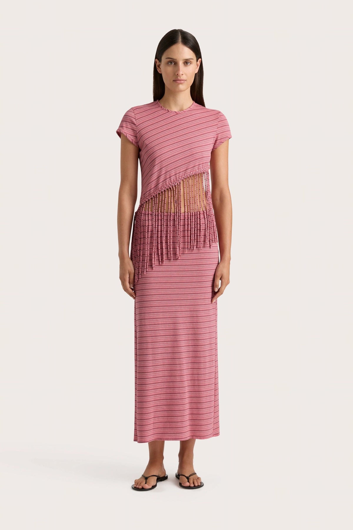 Maceio T-Shirt Vermillion Stripe - Final Sale