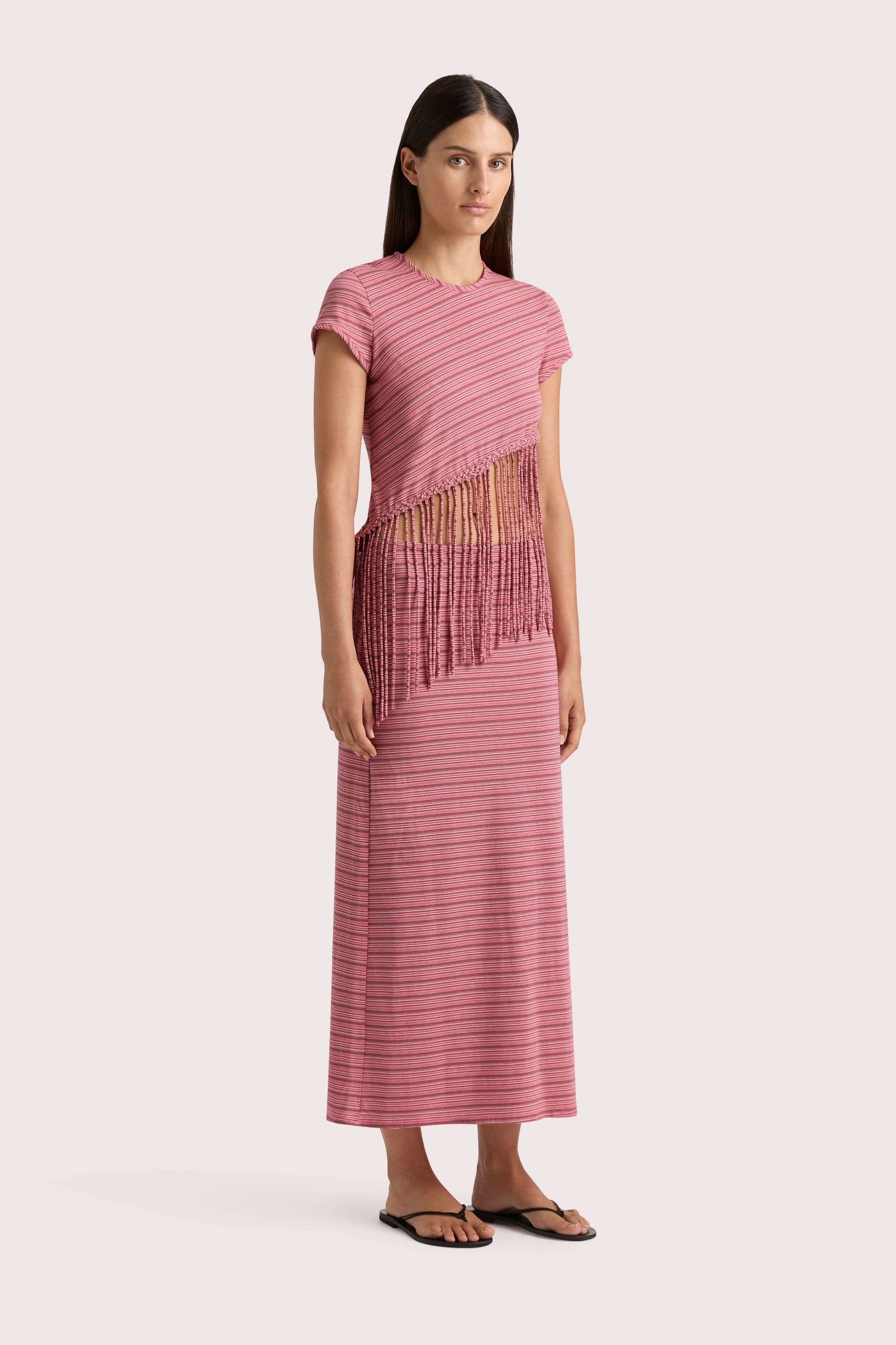 Maceio T-Shirt Vermillion Stripe - Final Sale