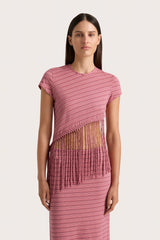 Maceio T-Shirt Vermillion Stripe - Final Sale