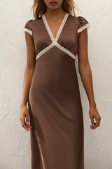 Elvira Midi Dress Chocolate Lace