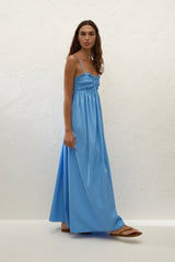 Presa Maxi Dress Mico Pinstripe Azul - Final Sale
