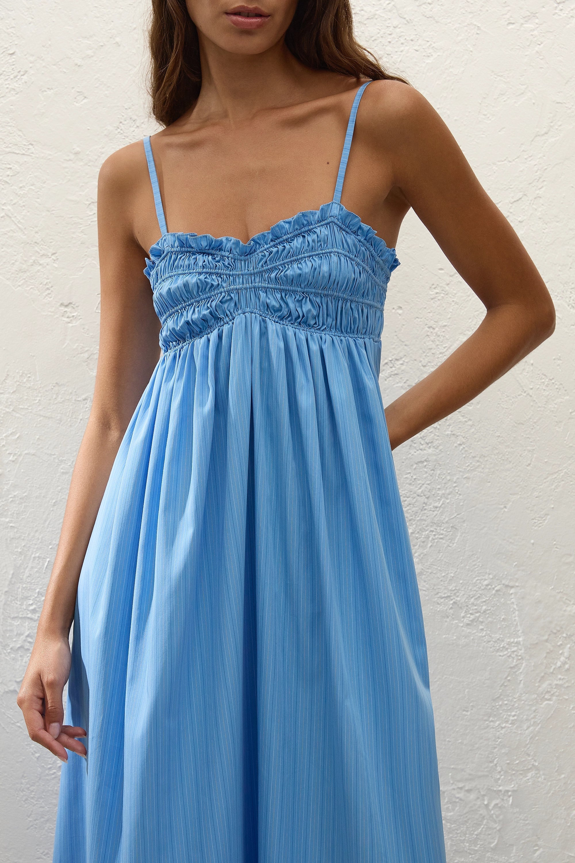 Presa Maxi Dress Mico Pinstripe Azul - Final Sale