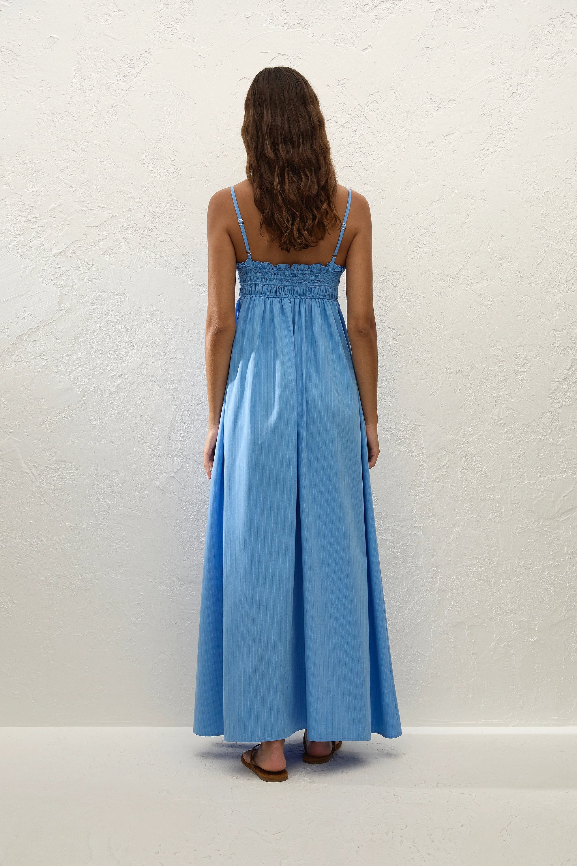 Presa Maxi Dress Mico Pinstripe Azul - Final Sale